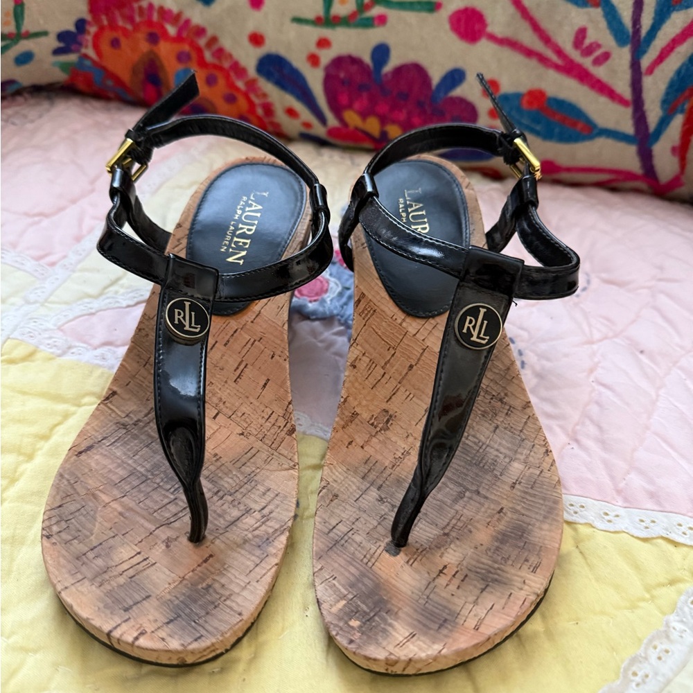 Ralph Lauren Black Patent Sandals